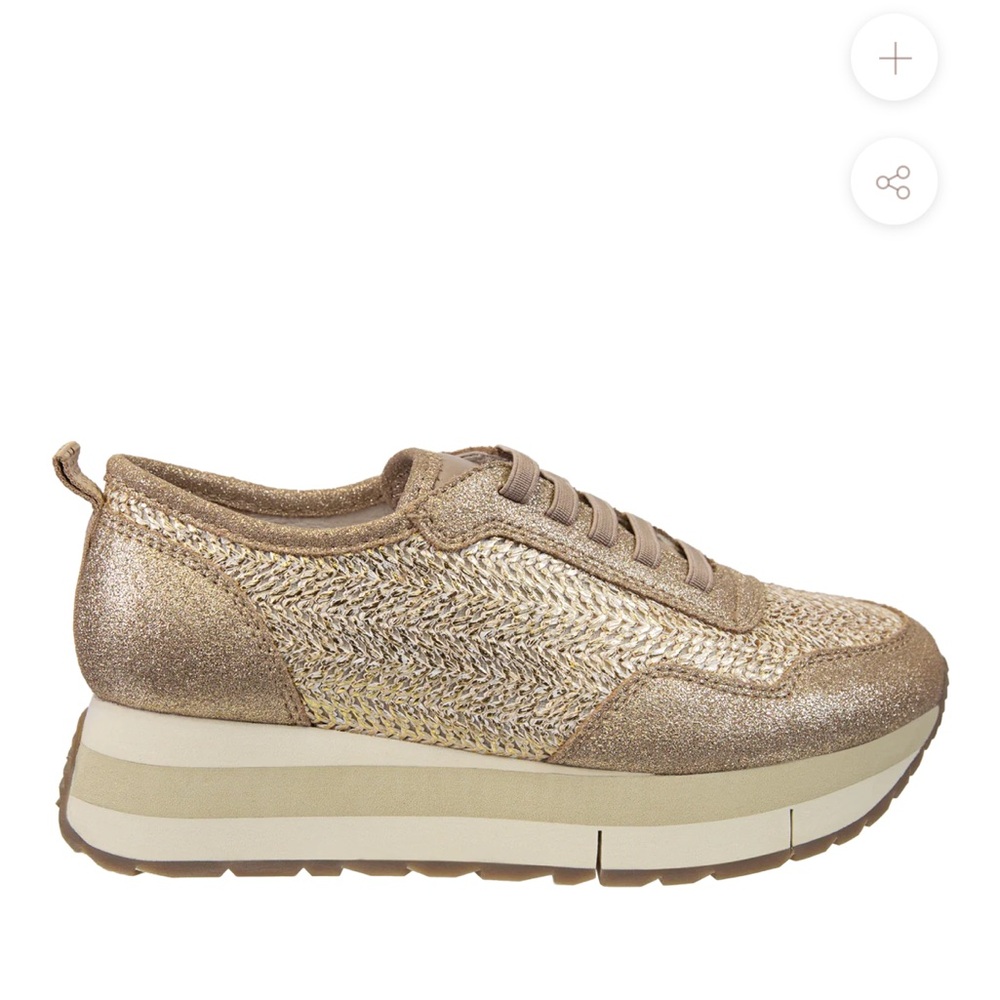 Naked Feet Kinetic Gold Raffia Platform Sneakers - Picture 4 of 7